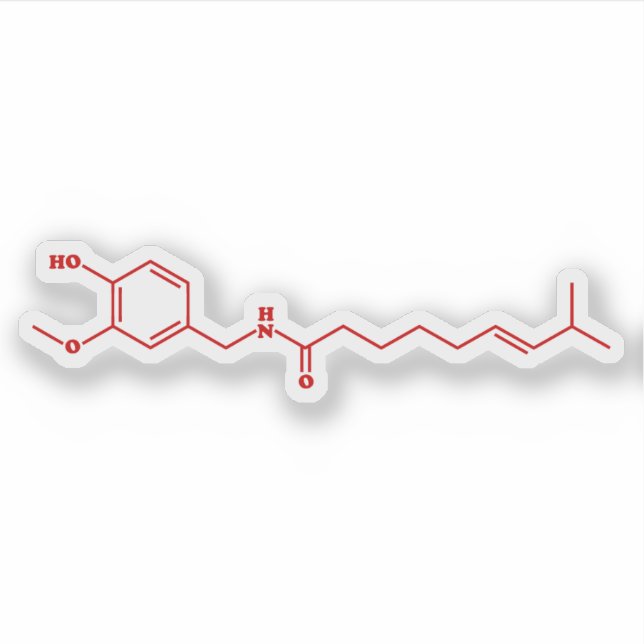Adesivo Fórmula Química Molecular de Capsaicina Chili (Frente)