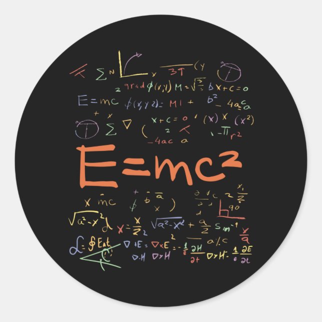 Adesivo Fórmulas de Física e Matemática EMC2 (Frente)