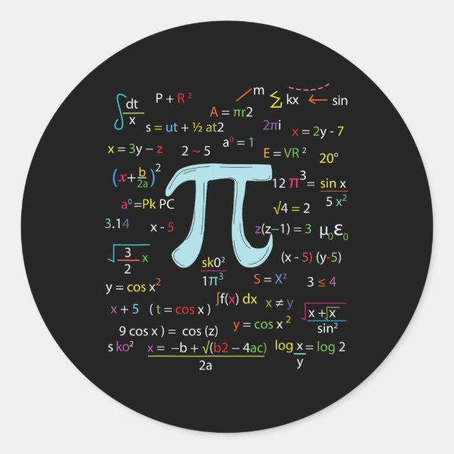 Adesivo Fórmulas De Nerdy Mathematicians Pi (Frente)