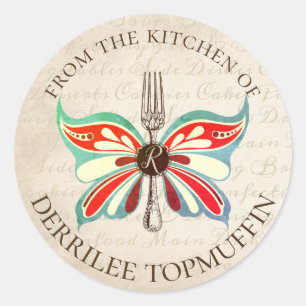 Adesivo Forquilha da borboleta do vintage da cozinha da