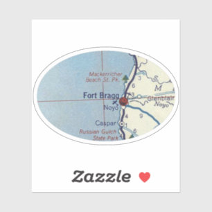 Adesivo Fort Bragg California Vintage Map
