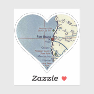 Adesivo Fort Bragg California Vintage Map