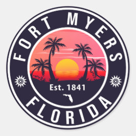Adesivo Fort Myers Beach Florida Retro Sunset Souvenirs