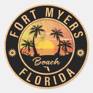 Adesivo Fort Myers Beach Retro - Florida Retro Sunset