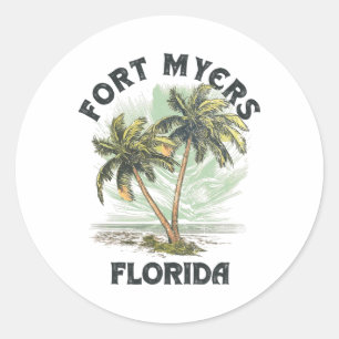 Adesivo Fort Myers Flórida Palmeiras Prais Vintage Para Ho