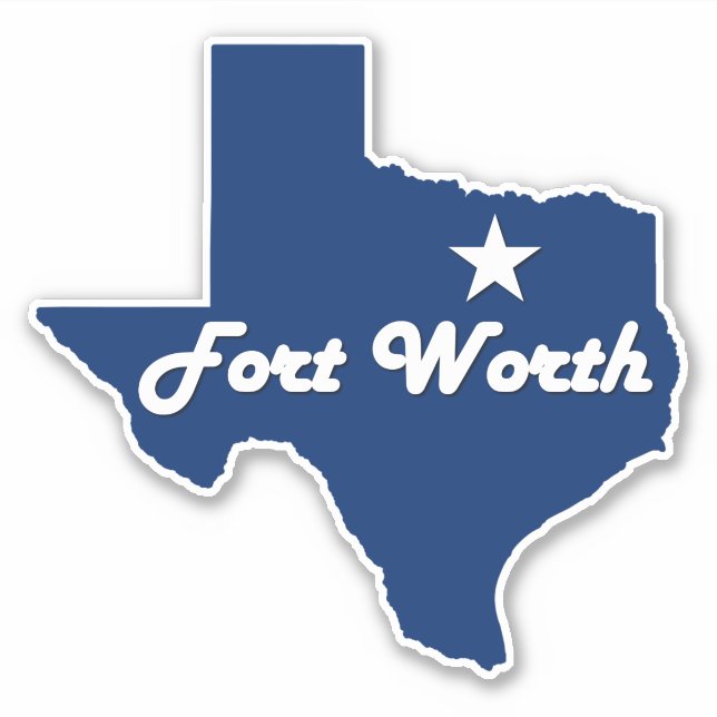 Adesivo Fort Worth, Texas Lone Star State Map (Ft. Worth) (Frente)