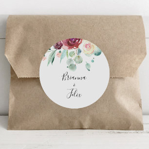 Adesivo Fósseis de Envelope de Casamento Floral Eucalipto