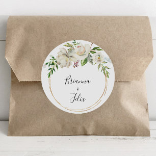 Adesivo Fósseis de Envelope de Casamento Floral Geométri