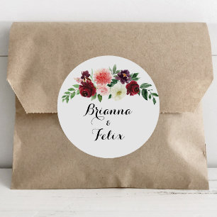 Adesivo Fósseis de Envelope de Casamento Floral Primavera