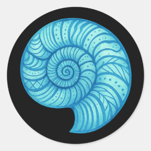 Adesivo Fóssil de Ammonite – Distorção Espiral Neon