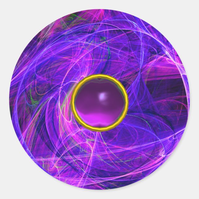 Adesivo FOTÃO LOUCO Fraturas Azuis de Gemstone Roxo, Rocha (Frente)