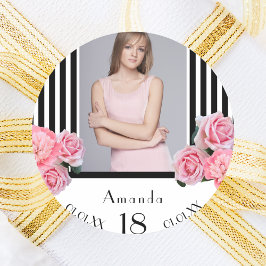 Adesivo Foto: aniversário de 18 anos, Black White stripes 