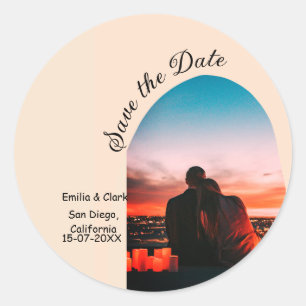 Adesivo foto arqui laranja boho salvar data QR moderno