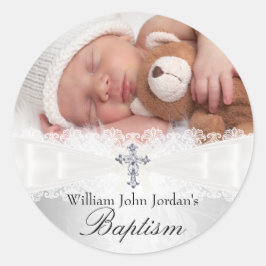 Adesivo Foto Baptism White Silver Cross Sticker