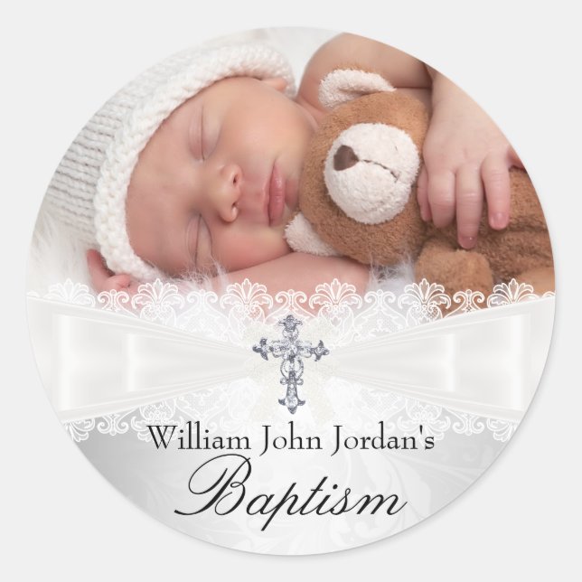 Adesivo Foto Baptism White Silver Cross Sticker (Frente)