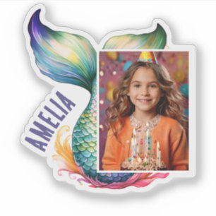 Adesivo Foto Colorida do Nome da Menina de Sereia