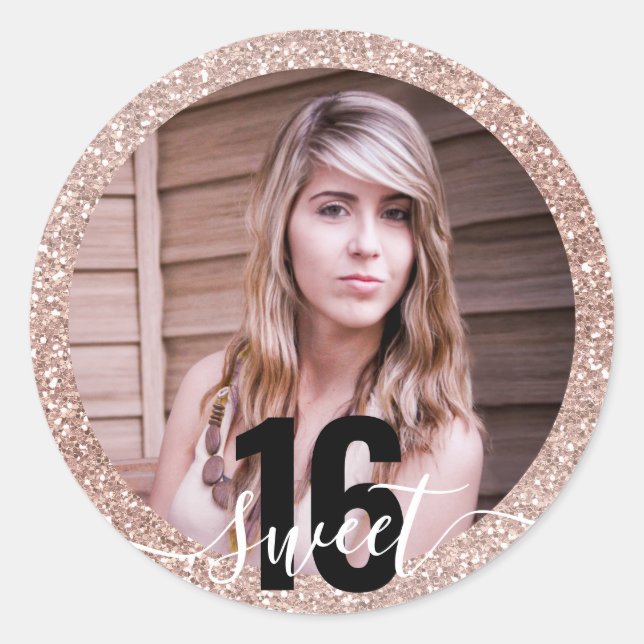 Adesivo Foto cor-de-rosa Ombre Doce 16º aniversário (Frente)