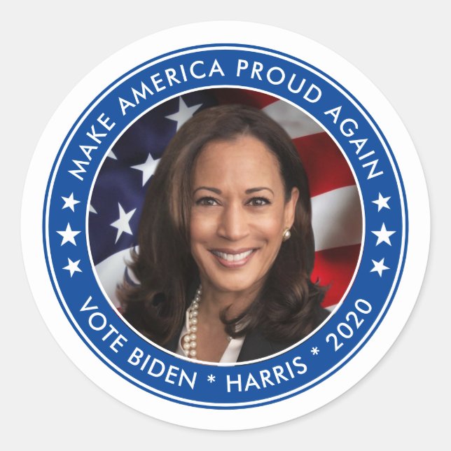 Adesivo Foto da Campanha Azul Eleitoral Kamala Harris 2020 (Frente)
