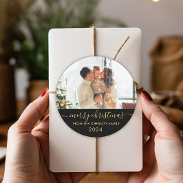 Adesivo Foto da família Black Dourado Script Feliz Natal