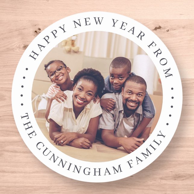 Adesivo Foto da Família Chic Simples Moderna do feliz ano  (Criador carregado)