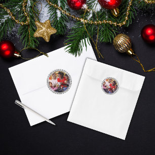 Adesivo Foto da Memória de Natal da Xadrez Branca Moderna