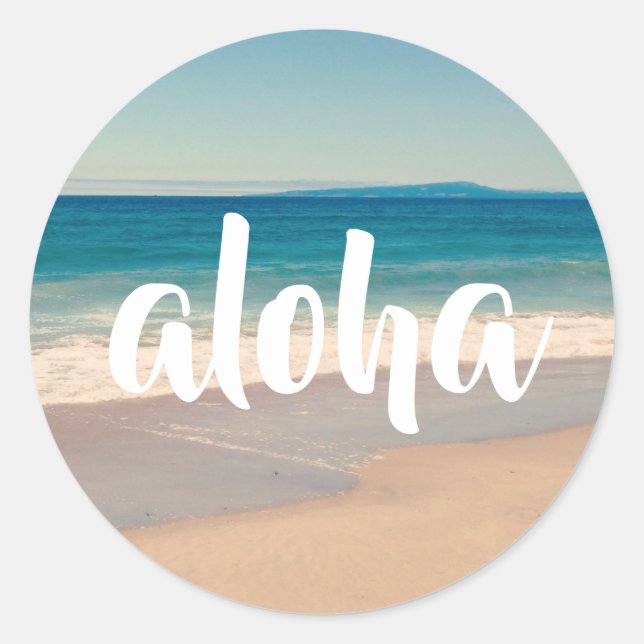 Adesivo Foto da Praia Turquesa Aloha (Frente)