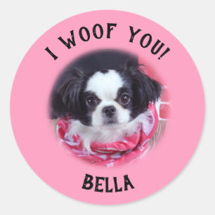 Adesivo Foto de Cão Personalizado I Woof You Stickers