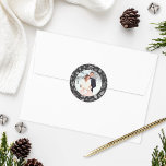 Adesivo Foto De Casamento De Padrão De Feriado De Prata El<br><div class="desc">Personalize esta cinza de carvão festivo / design de ornamento de cor prateada preta e prateada com a sua foto favorita.</div>