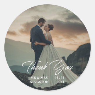 Adesivo Foto De Casamento E Escrita Branca Elegante Obriga