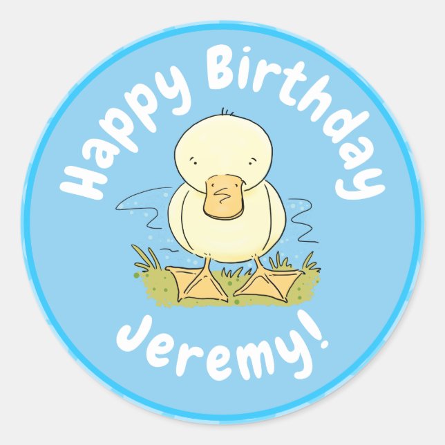 Adesivo Foto de desenho animado de bebê amarelo-branco (Frente)