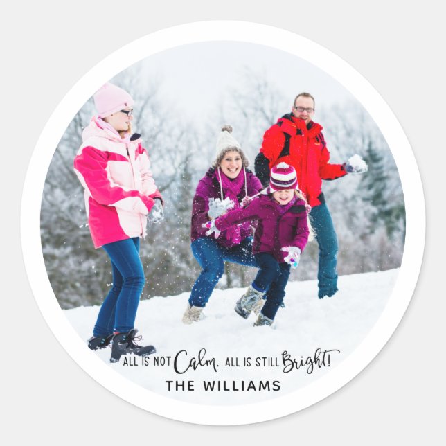 Adesivo Foto de família engraçada de Natal em círculo não  (Frente)