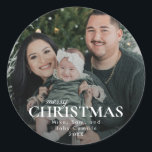 Adesivo Foto de Família Minimal Feliz Natal<br><div class="desc">Adesivo de Foto de Família Minimal Feliz Natal</div>