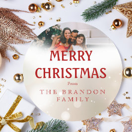 Adesivo Foto de Família Personalizada de Natal com Azevinh