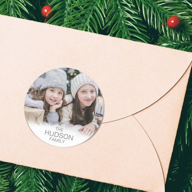 Adesivo Foto de Feriado (Personalized your Holiday cards with Photo Classic Round Stickers)