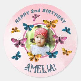 Adesivo Foto de Festa de aniversário de borboleta rosa-bra