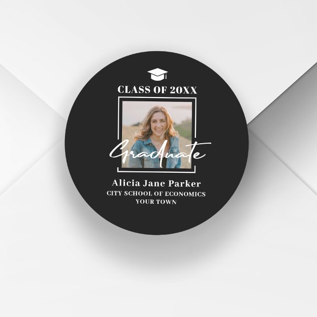 Adesivo Foto de formatura moderna turma de 2025 preta (Criador carregado)