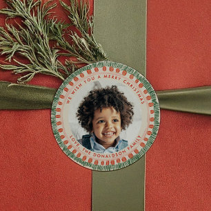 Adesivo Foto de Fringe Feliz de Cor Verde e Vermelha