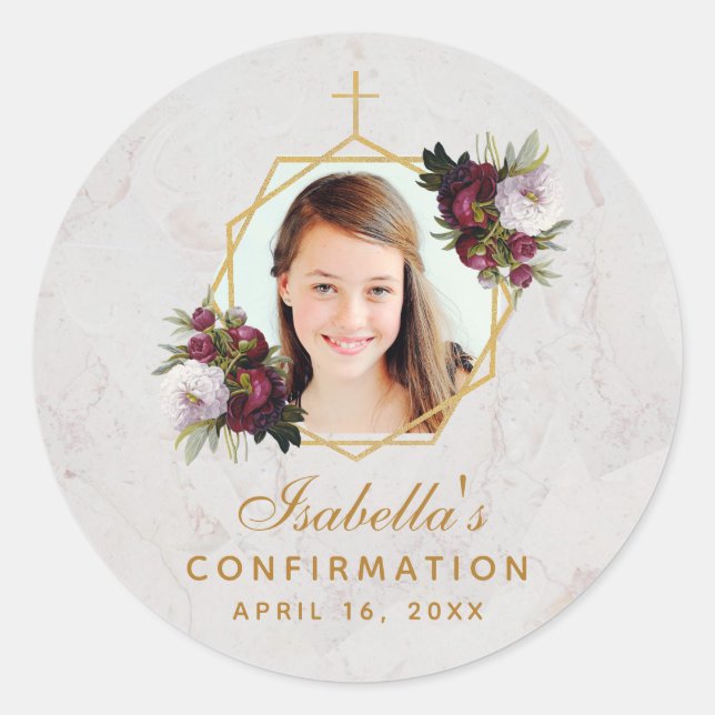 Adesivo Foto de Garota de Confirmação Foto Dourada da Turn (Frente)
