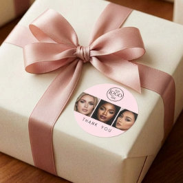 Adesivo Foto de Maquiagem de Logotipo Rosa Corado Obrigado
