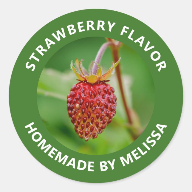 Adesivo Foto de Morango Silvestre Sabor de Produto Caseiro (Frente)