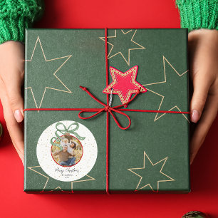 Adesivo Foto de Natal com Fita Verde Elegante