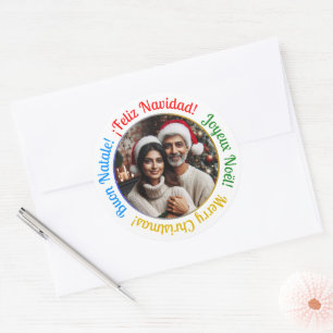 Adesivo Foto de Natal de Mal-prazer multilíngue personaliz