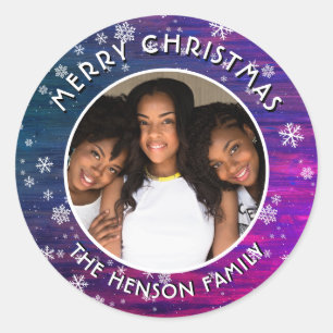 Adesivo Foto de Natal do Floco de Neve Russo de Madeira Ro