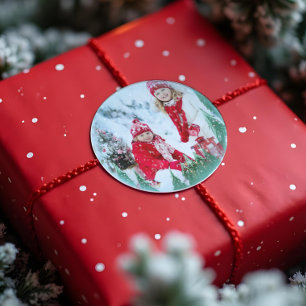 Adesivo Foto de Natal do Globo de Neve Festiva e Mágica de