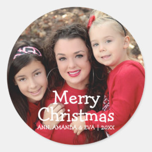 Adesivo Foto de Natal Personalizada da Família Feliz Natal