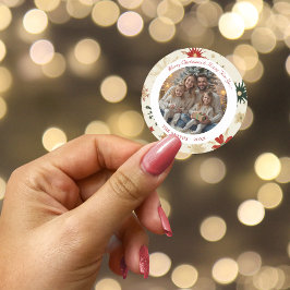 Adesivo Foto de Natal Vintage Dourada Snowflakes