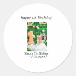 Adesivo Foto de primeiro aniversario feliz simples e elega