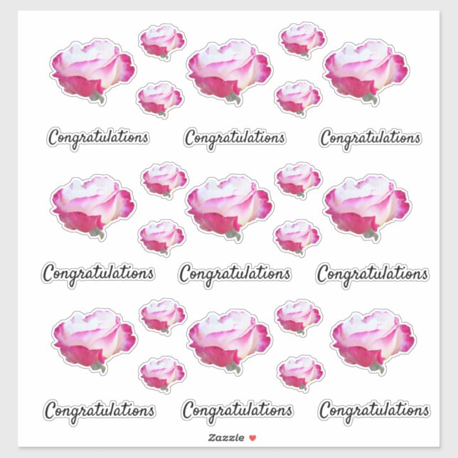 Adesivo Foto de Rosa branco e vermelho | Parabéns (Folha)