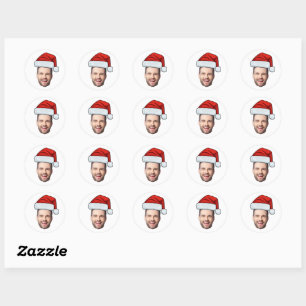 Adesivo Foto de rosto personalizada Papai Noel Chapéu Nata