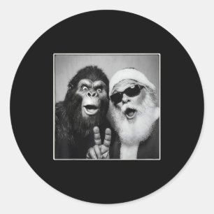 Adesivo Foto de Santa Claus com Bigfoot Natal Divertido Sa